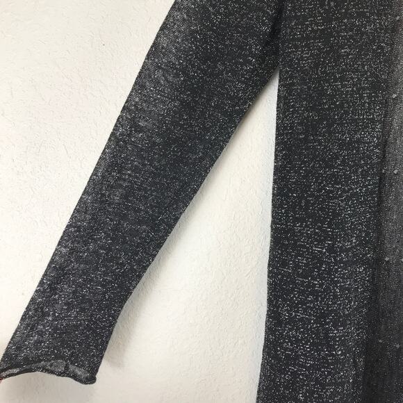 Eileen Fisher Linen Blend Metallic Open Front Sheer Cardigan Lagenlook Size M - Picture 6 of 10